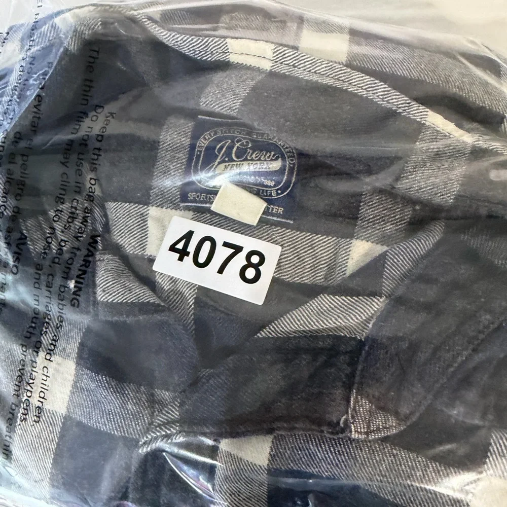 Lot of 2 J. Crew Medium Blue and Black Plaid Flannel Casual Shirts